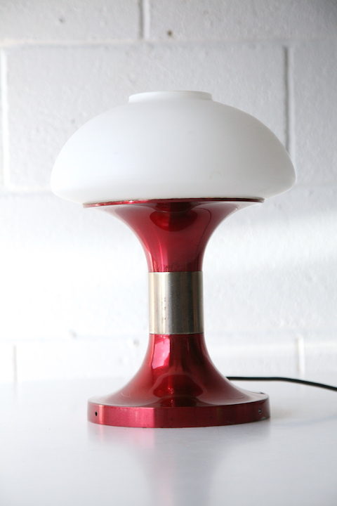 Red 1970s Glass Table Lamp