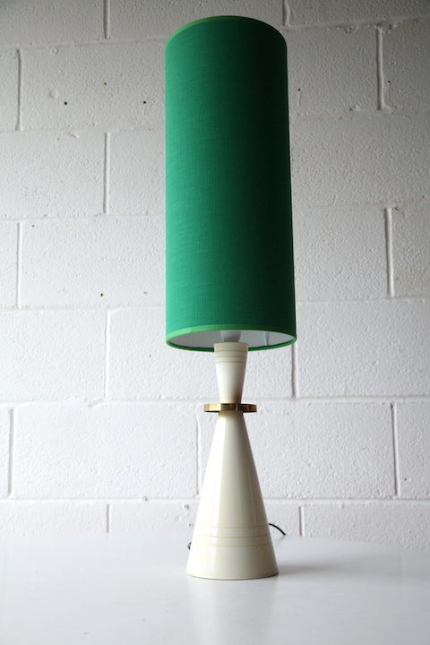 Vintage 1960s Table Lamp with Green Shade 4
