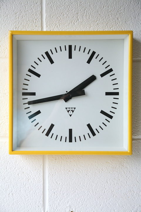 Vintage Yellow Pragotron Wall Clock 1