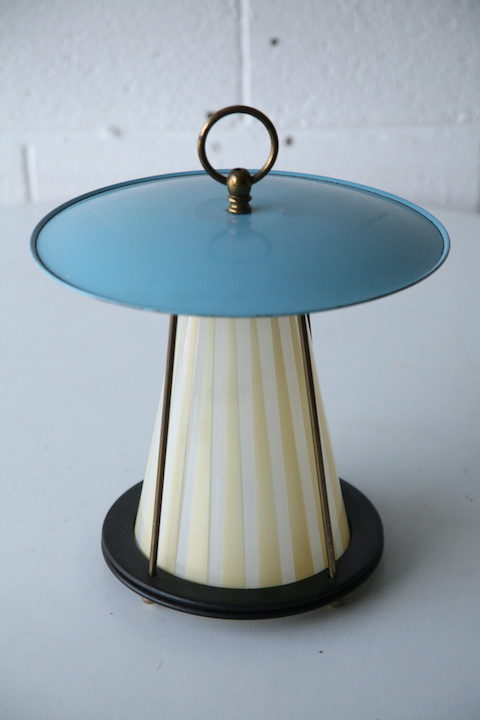 1950s Brass Glass Ceiling Light 4