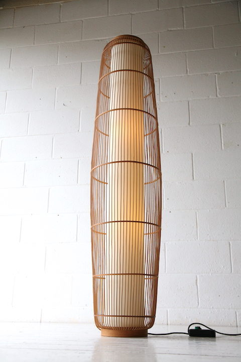 Large Vintage Wicker Floor Lamp 3