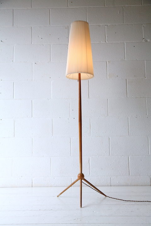Vintage 1960s Wooden Tripod Floor Lamp