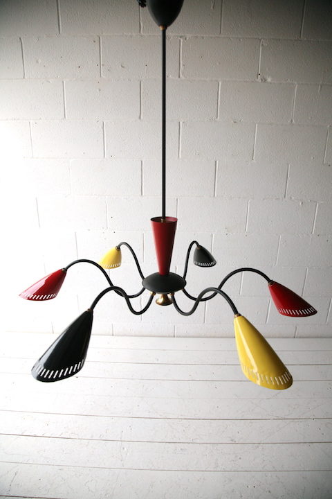 1950s 6 Arm French Ceiling Light