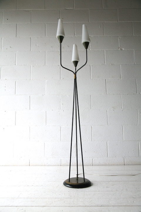 1950s French Glass Triple Floor Lamp 2