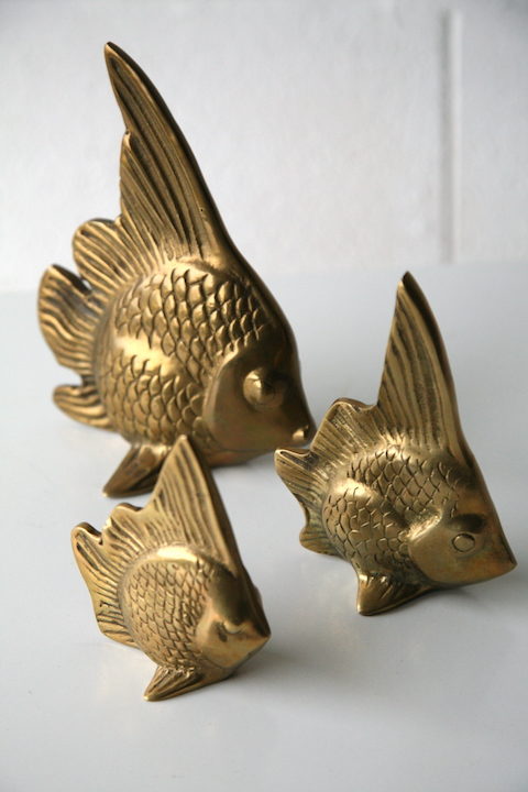 Set of 3 Vintage Brass Fish
