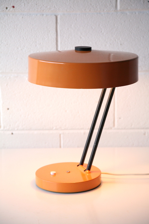 1950s Orange Desk Lamp | Cream and Chrome