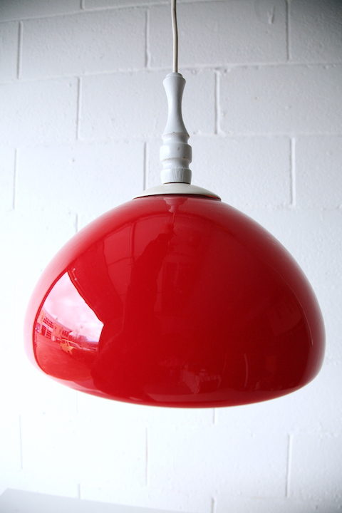 1970s Red Glass Ceiling Light 2