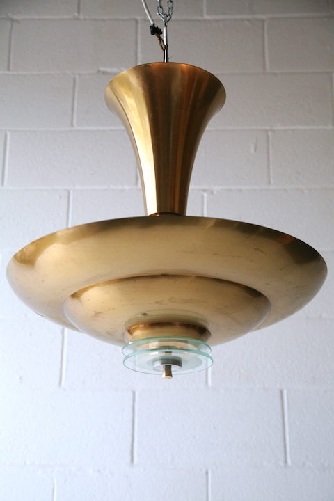 French Art Deco Brass Ceiling Light