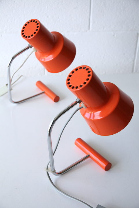Orange 1960s Desk Lamps by Josef Hurka for Napako 3