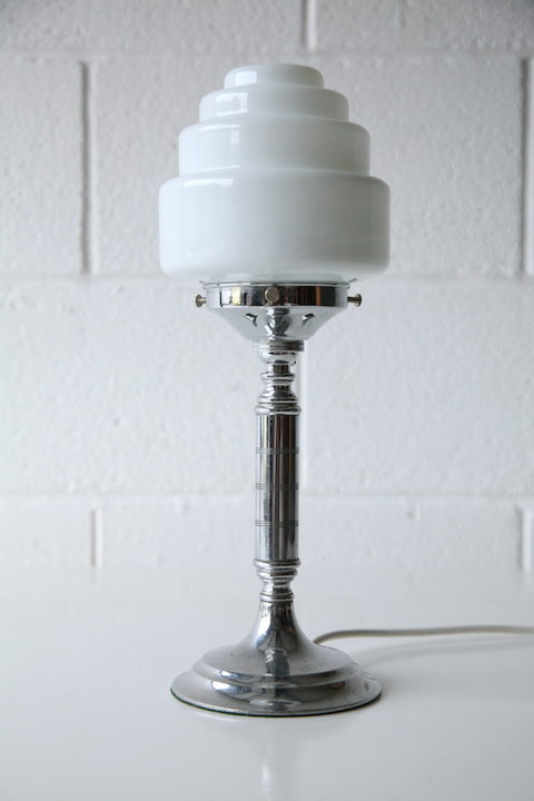 Art Deco Chrome and Glass Table Lamp