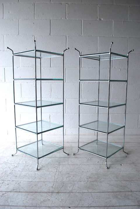 Vintage Chrome Glass Shelves