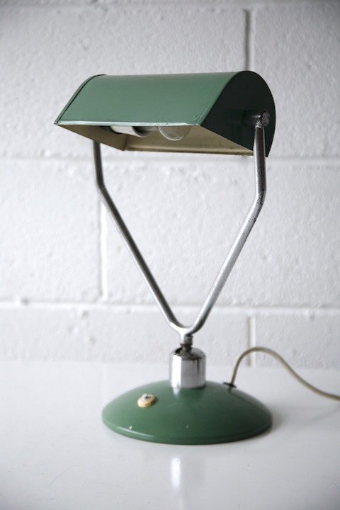 1930s Green Desk Lamp by Napako 1