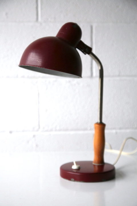 1930s Red Oak Desk Lamp