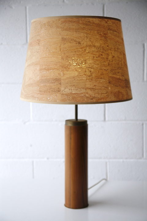 1960s Teak Table Lamp with Cork Shade