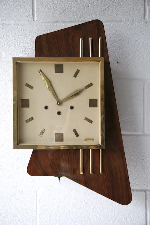 Large 1950s Rosewood Wall Clock
