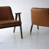 Pair 1960s Tan Leather 366 Armchairs by Józef Chierowski