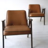Pair 1960s Tan Leather 366 Armchairs by Józef Chierowski 3