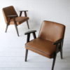 Pair 1960s Tan Leather 366 Armchairs by Józef Chierowski 5