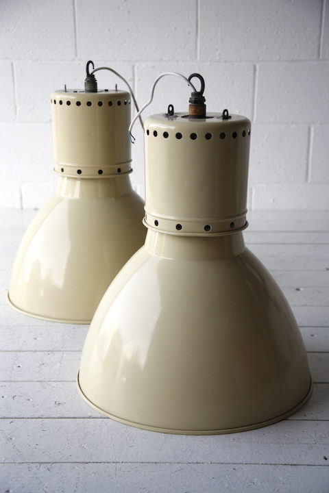 Pair of Large Industrial Ceiling Lights