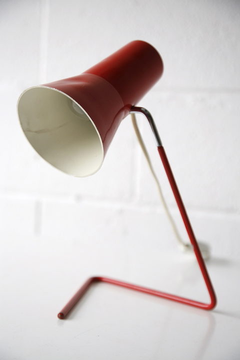 Red 1950s Desk Lamp by Josef Hurka for Drupol 1