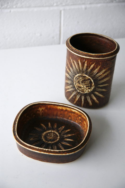 Vintage Sunflower Ceramics by Einar Johansen for Soholm 1
