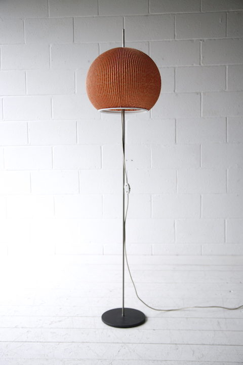 1950s Floor Lamp with Pink Pleated Shade 4