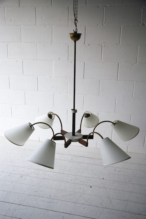 1950s French 6 Arm Ceiling Light 1