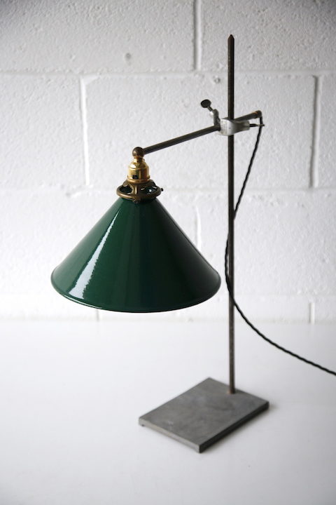 1950s Laboratory Lamp with Green Enamel Shade 4