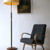 Art Deco Walnut Brass Floor Lamp 1