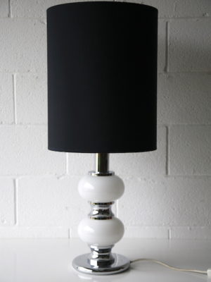 Large 1970s Chrome Glass Table Lamp