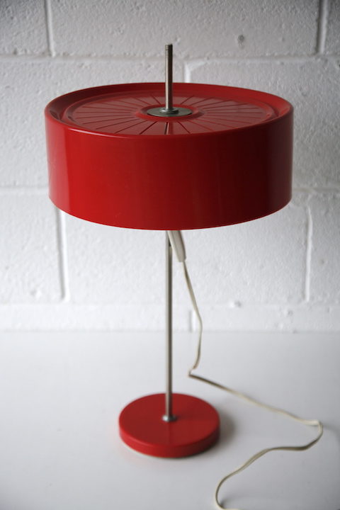 Vintage 1970s Red Table Lamp 3
