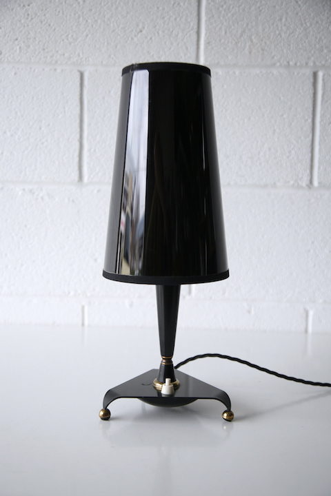 1950s Brass Black Table Lamp 1