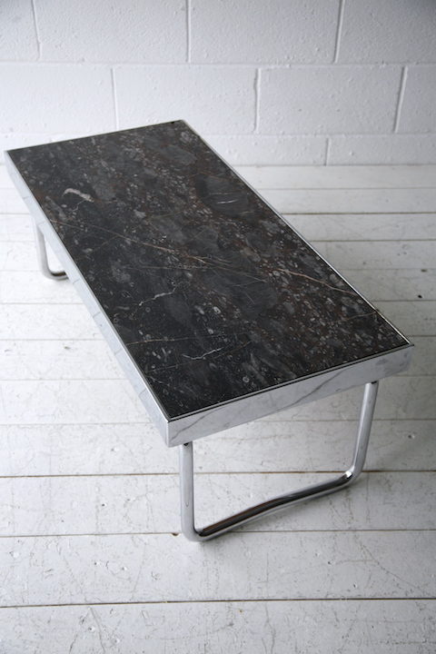 1970s Chrome Marble Coffee Table