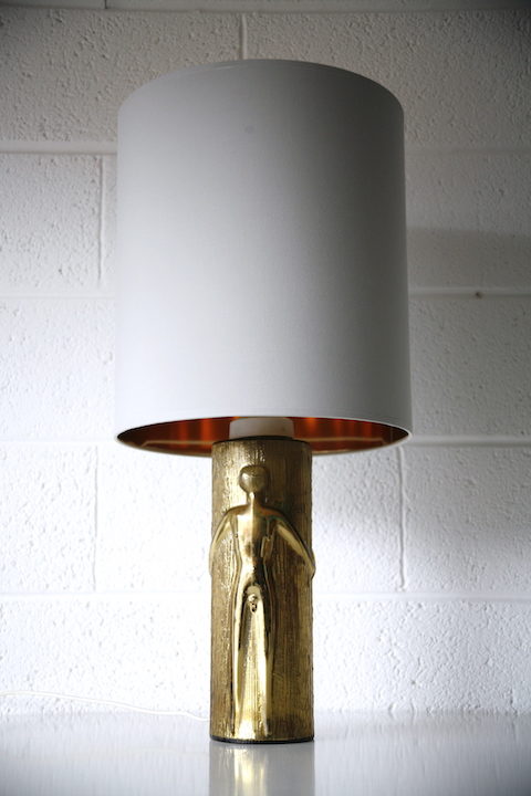 1960s Gold Glass Lamp Base and Shade 3