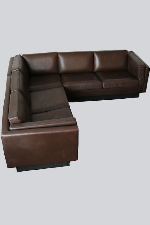 1970s Danish Leather Corner Sofa by Thams