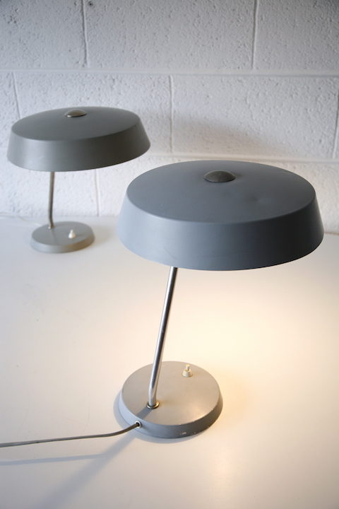 Pair 1950s Grey Desk Lamps 4