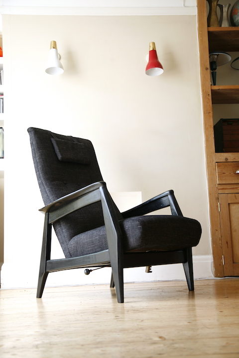 1950s Black Reclining Chair 2