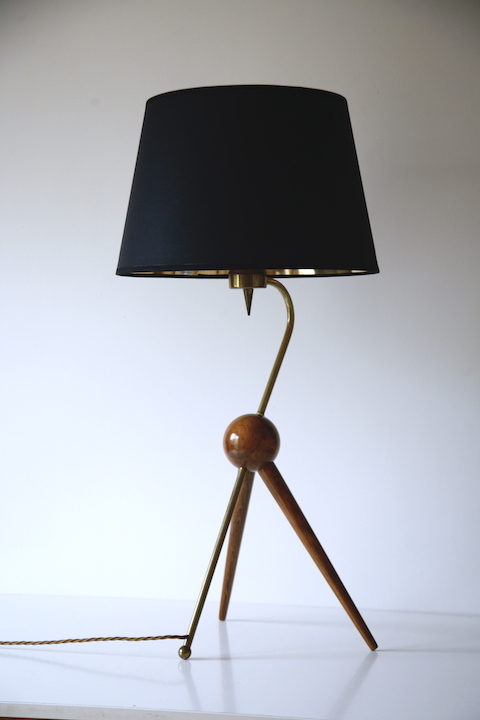 1950s French Brass Tripod Table : Floor Lamp 4