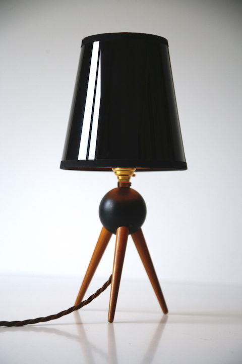 Vintage Teak Tripod Lamp