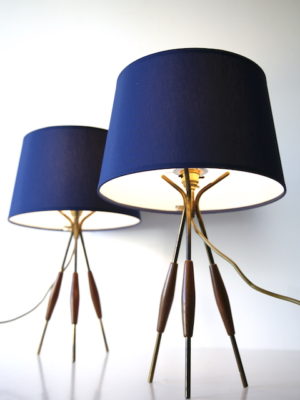 Pair 1960s Tripod Table Lamps