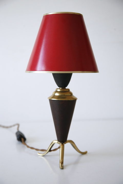 1950s Teak Red Lamp