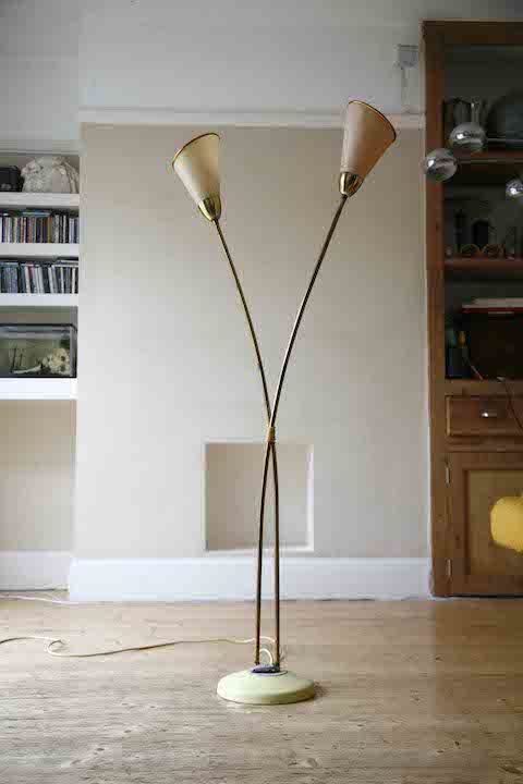 1950s Floor Lamp with Ceramic Base