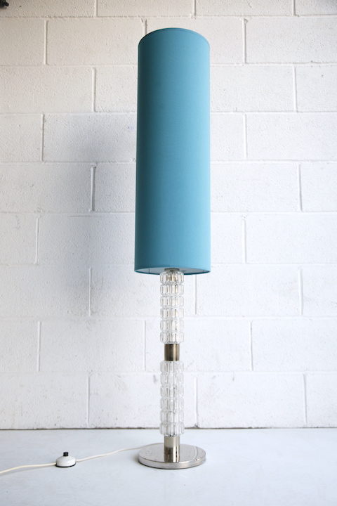 1960s Glass Floor Lamp Blue Shade 3