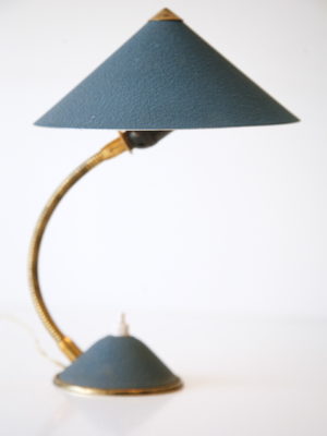 1950s Blue Brass Desk Lamp 1