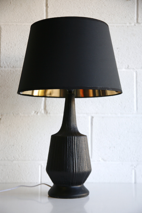 1960s Large Black Table Lamp Cream, Large Black And Chrome Table Lamps