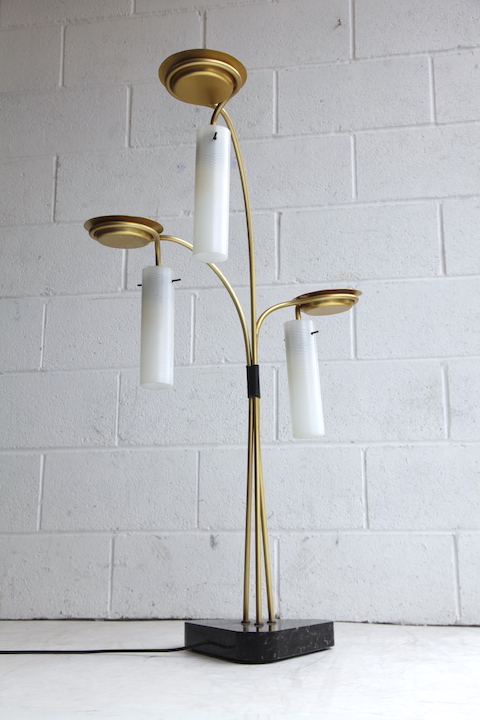1960s Triple Glass Floor Lamp Cream, Plant Stand Floor Lamp Uk