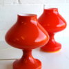 Pair 1970s Orange Glass Table Lamps 2