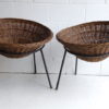 Pair of 1950s Wicker Basket Chairs 1