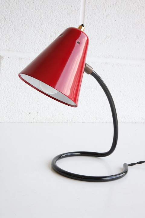 1950s Black & Red Desk Lamp 8