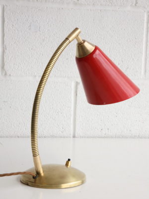 1950s Red Brass Desk Lamp 5